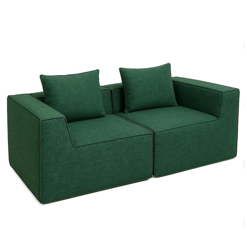 Canapé Modulable 2 places NANUK, Rembourrage Épais, En Tissu, Vert