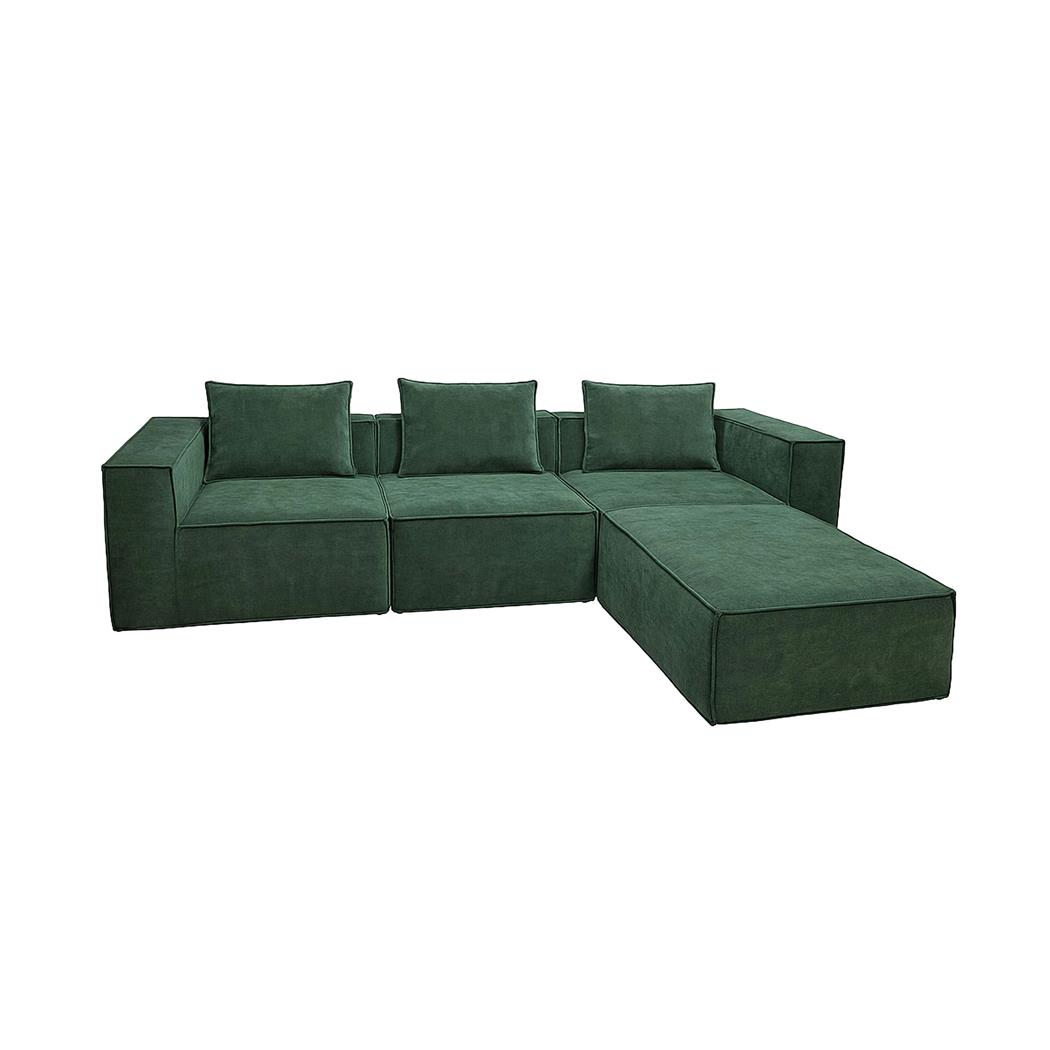 Canapé Modulable 3 places NANUK, Rembourrage Épais, En Tissu, Vert