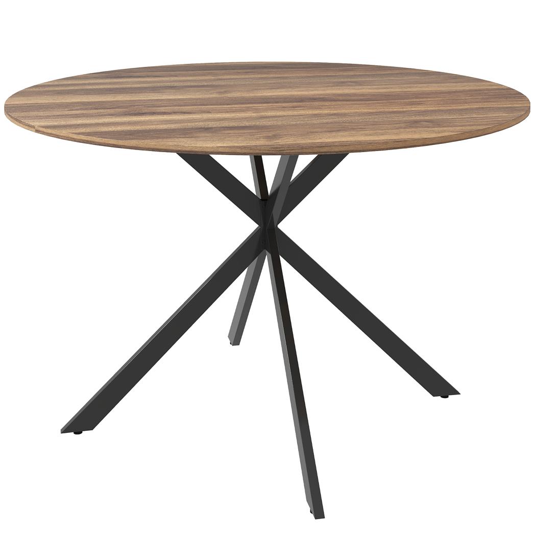 Table de Réunion VENUS, Ronde, Structure en Acier, Ø120x75 cm, Marron Foncé
