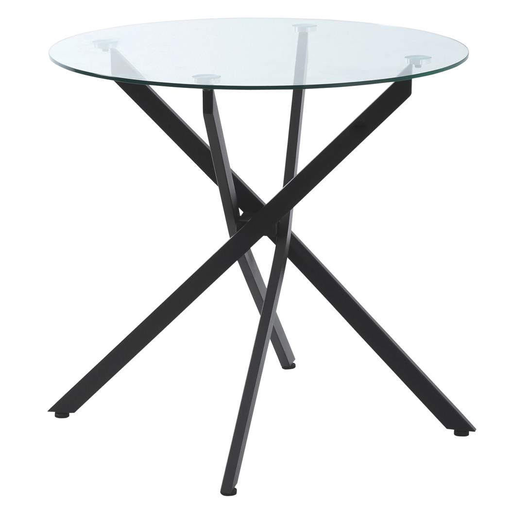 Table de réunion ORBITA, 120 x 60 x 75 cm, Structure Métallique et Verre Trempé, Ronde, Noir
