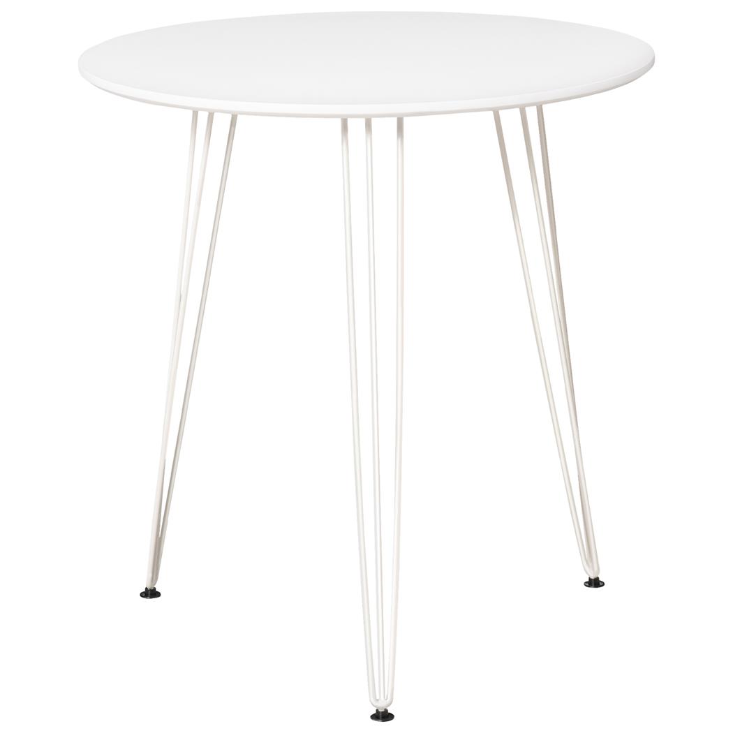 Table de Réunion MIRTA, Dimensions Ø70x75 cm, Bois et Structure Métallique, Blanc