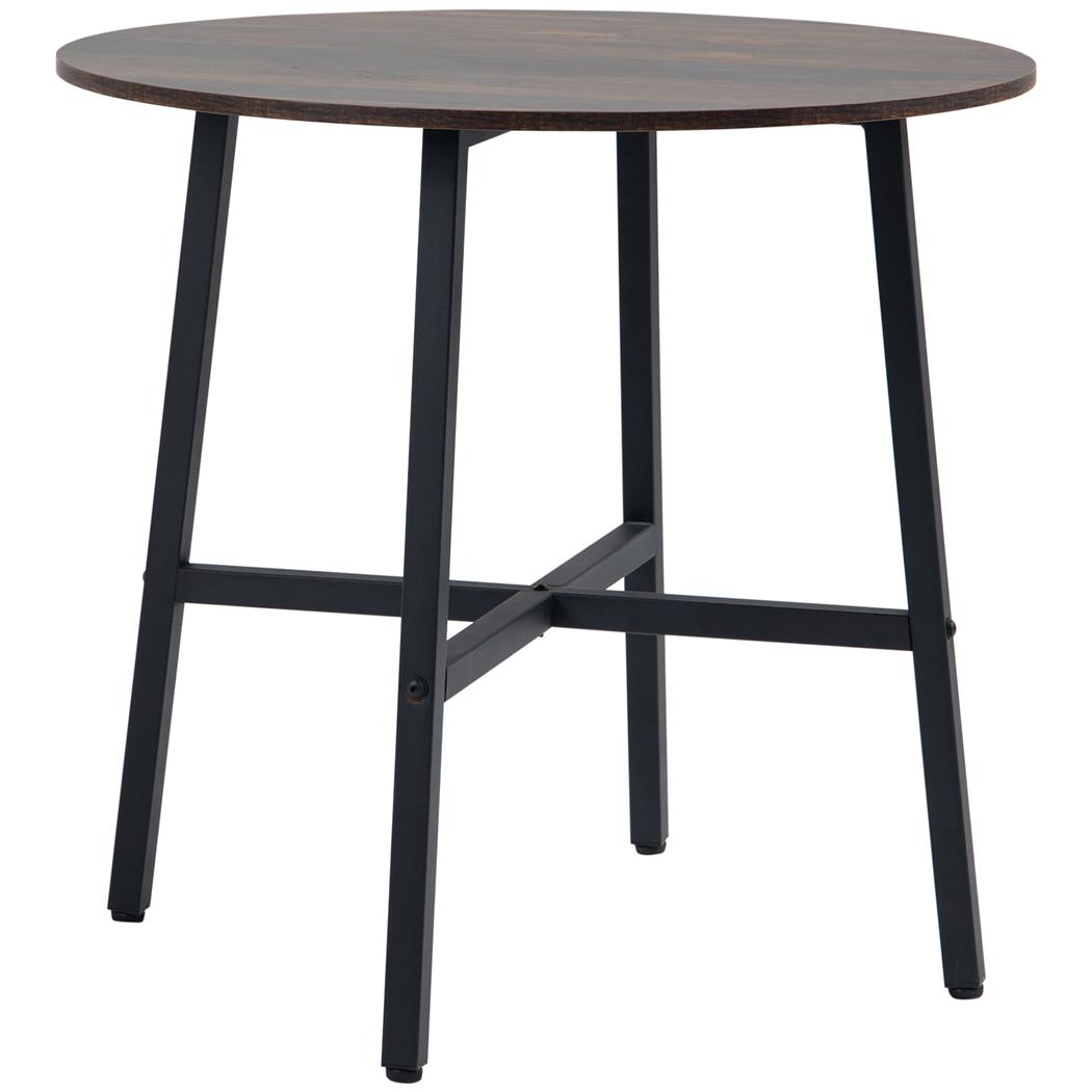 Table de Réunion ROGA, Dimensions Ø80x76 cm, Structure Métallique, Surface en Bois, Noyer