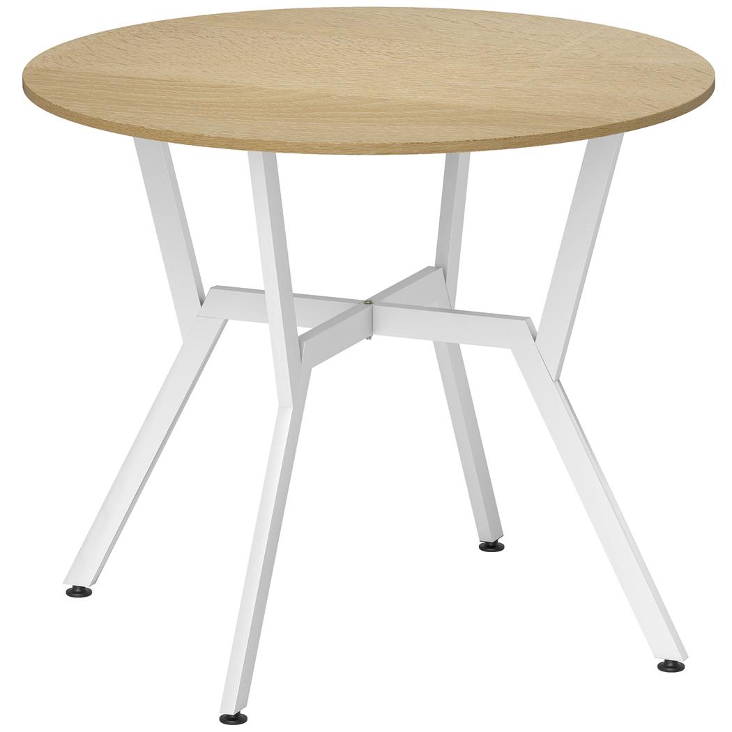 Table de Réunion ASLAN, Ronde, Structure En Acier, Ø 90 x 76 cm, En Bois, Couleur Chêne