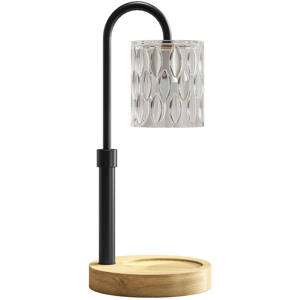 Lampe de Bureau KIRO, Chauffe-bougie, Design Raffiné, en Verre et Métal, couleur Noir