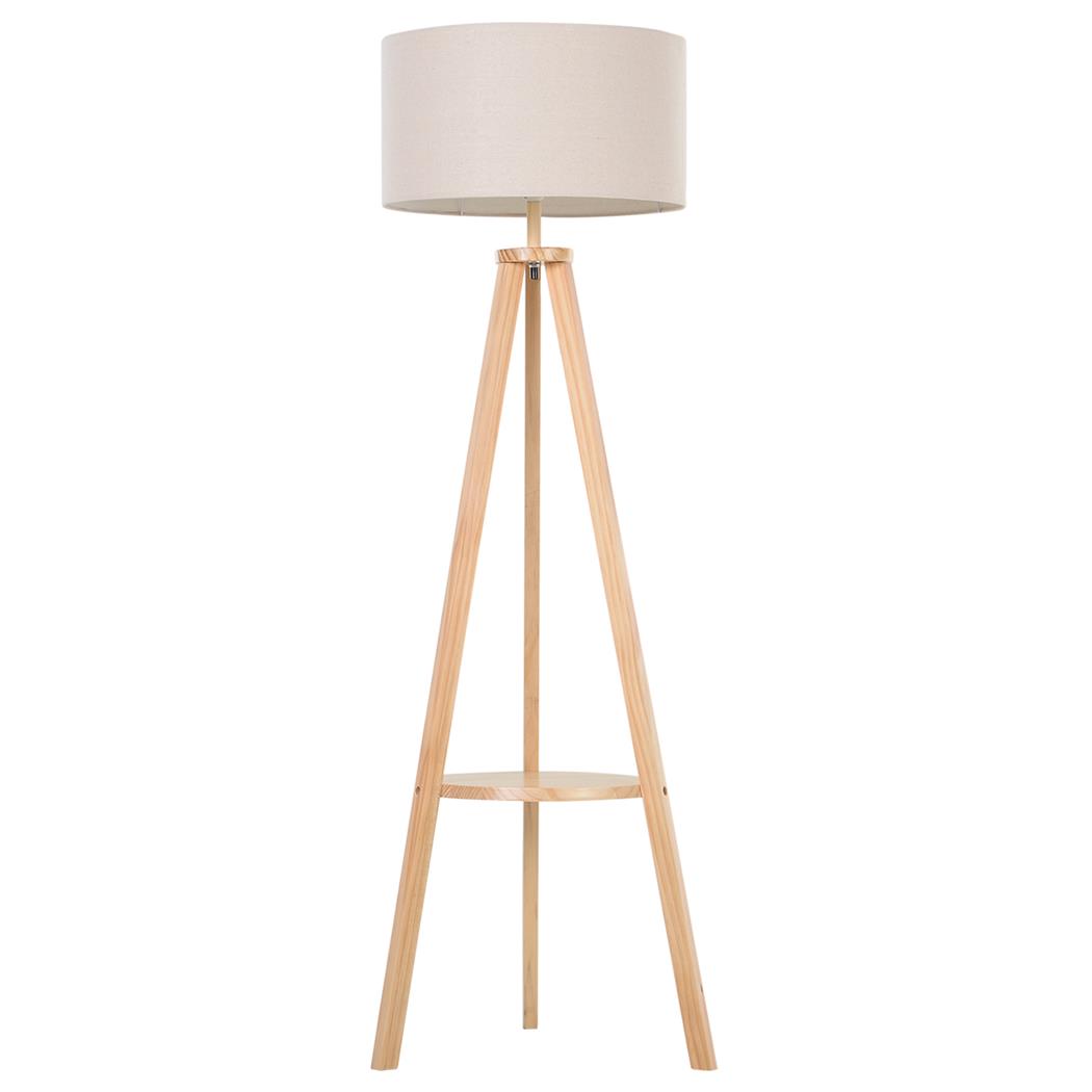 Lampe de bureau FOCUSA, Sur Trépied en Bois, Dimensions 48 x 48 x 153 cm, Beige