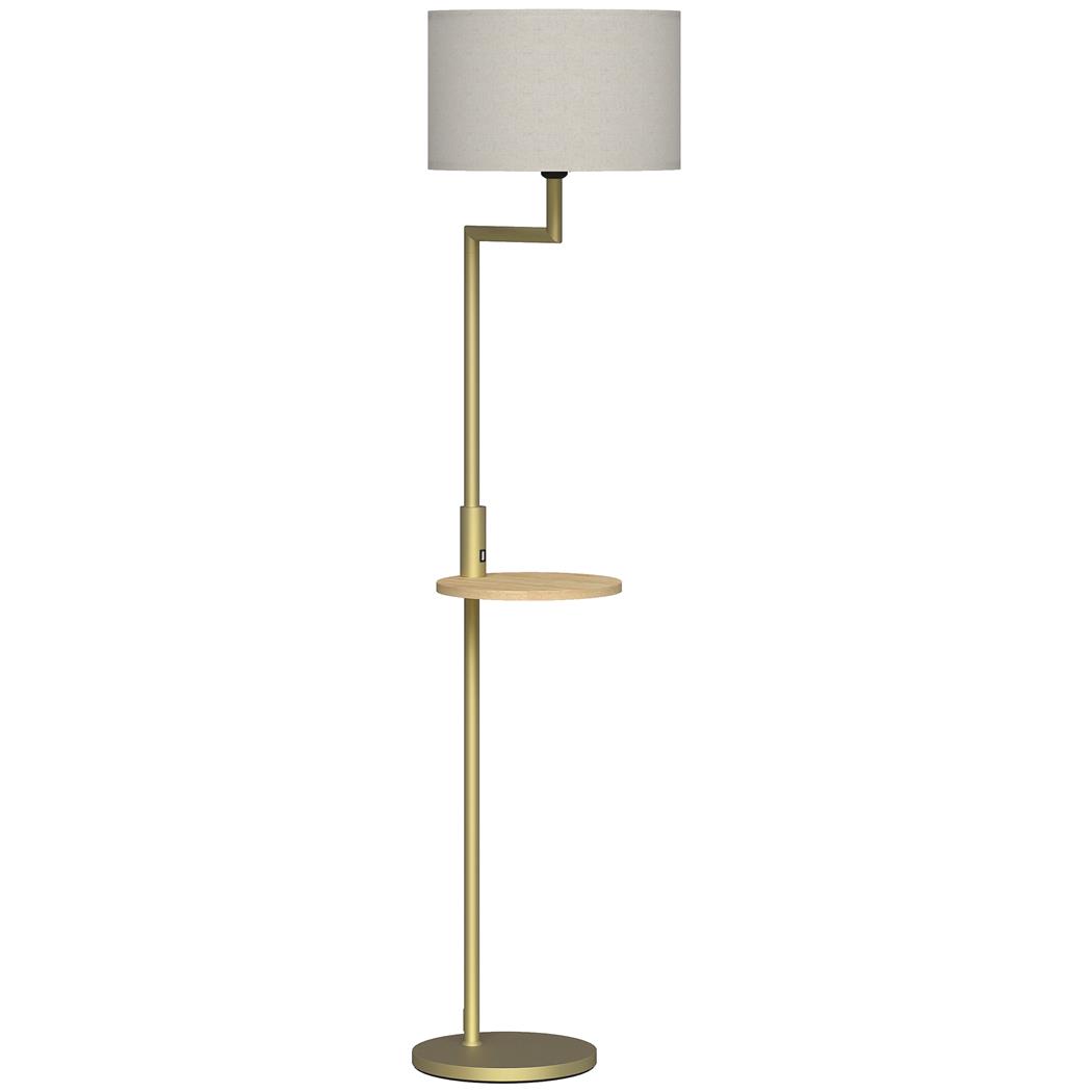 Lampe de Bureau LUMOS, Avec Etagère et Port USB Intégré, Dimensions Ø40 x 170cm, Pied Doré