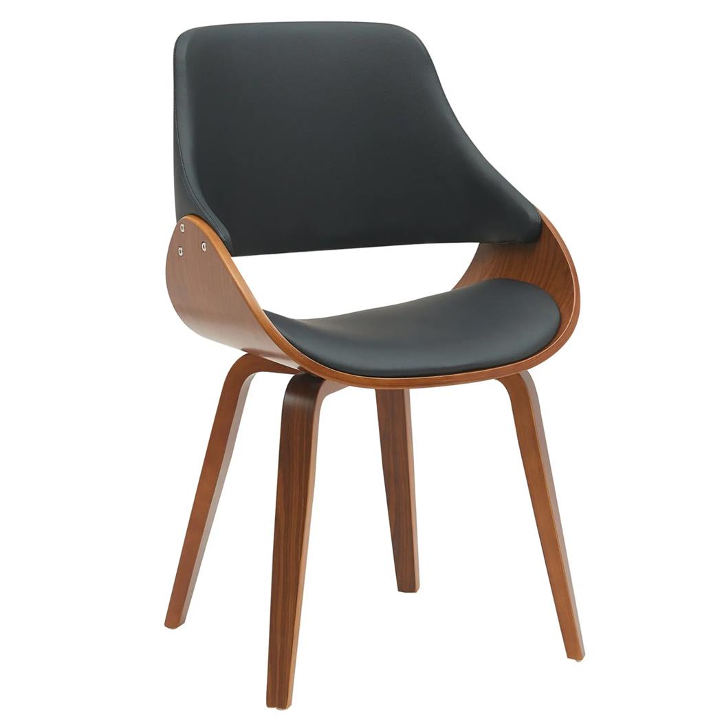 Chaise Visiteur NESKA CUIR, Design Moderne, Structure en Bois couleur Noyer, Noir