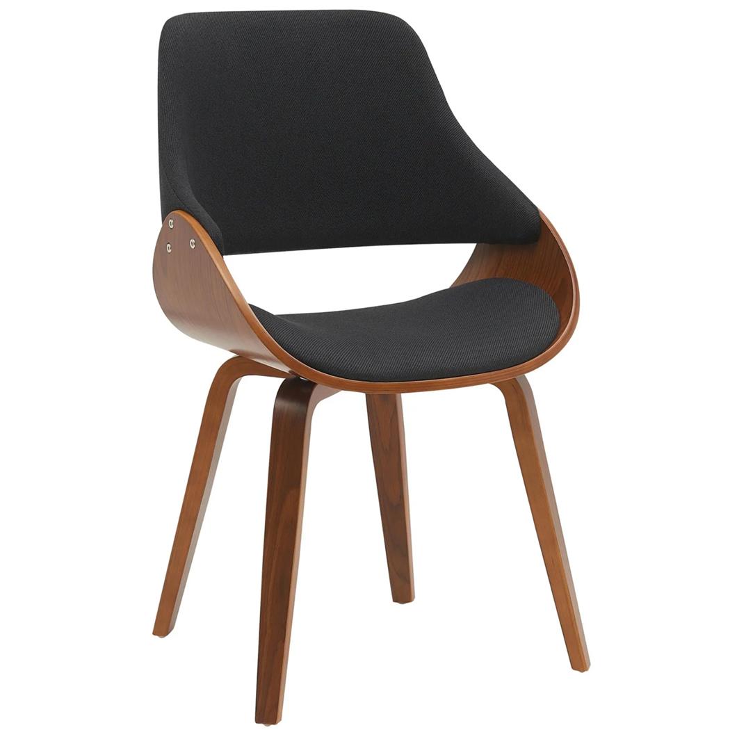 Chaise Visiteur NESKA TISSU, Design Moderne, Structure en Bois couleur Noyer, Noir