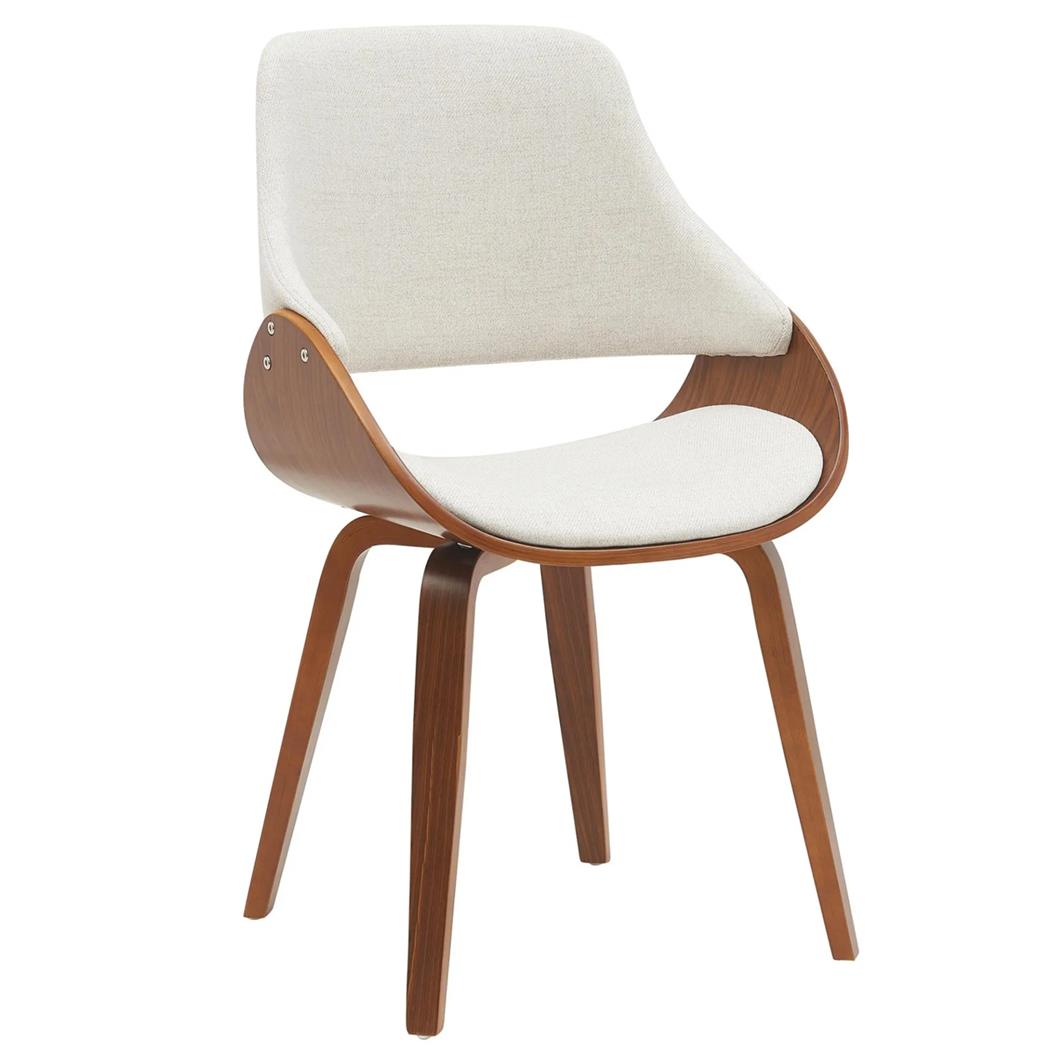 Chaise Visiteur NESKA TISSU, Design Moderne, Structure en Bois couleur Noyer, Crème
