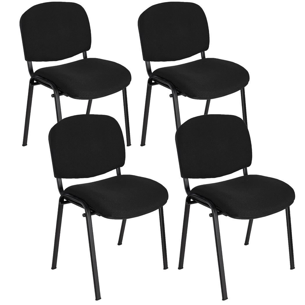 Lot de 4 Chaises Visiteur MOBY TISSU, Très Confortable, Piétement Noir, en Tissu, Noir