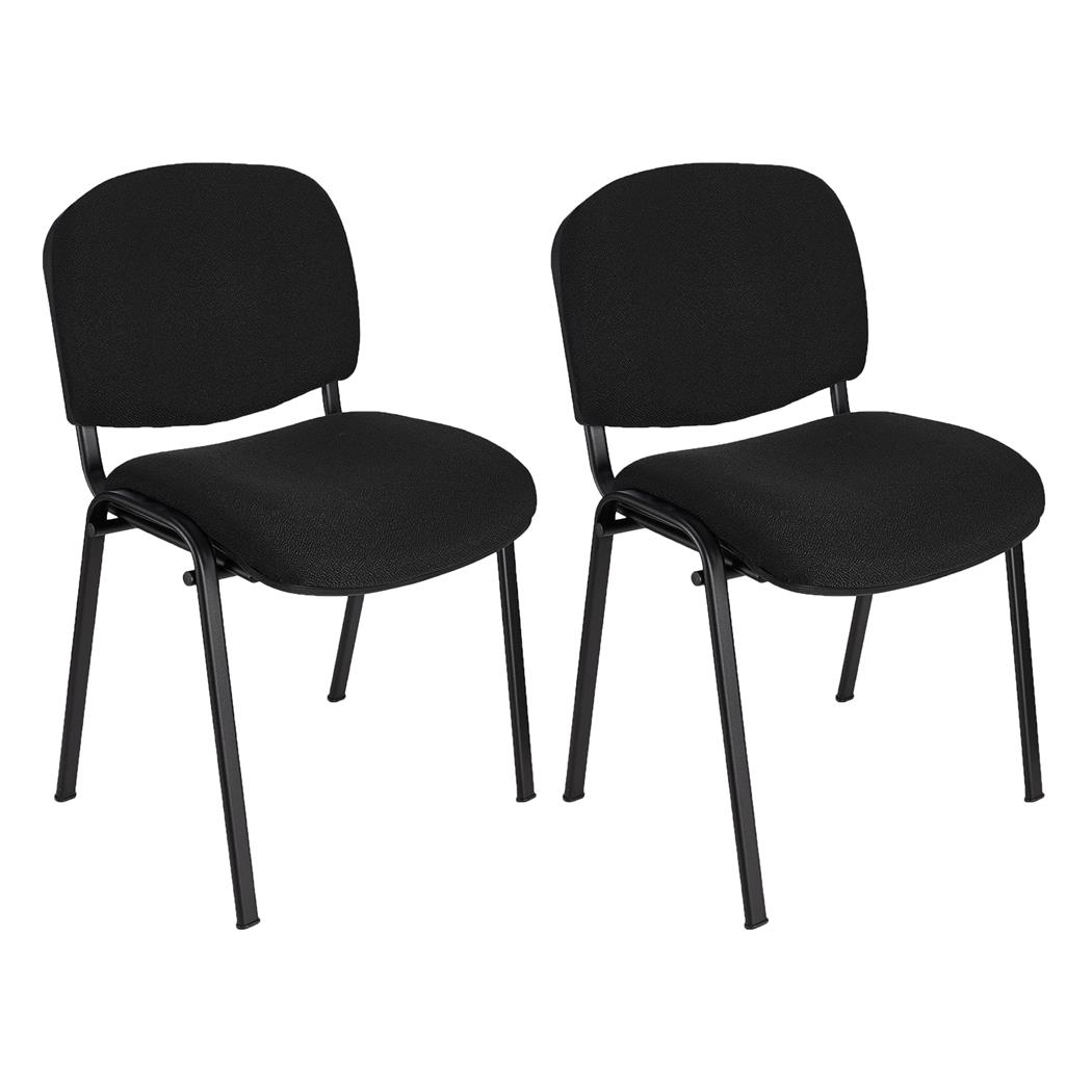 Lot de 2 Chaises Visiteur MOBY TISSU, Très Confortable, Piétement Noir, en Tissu, Noir