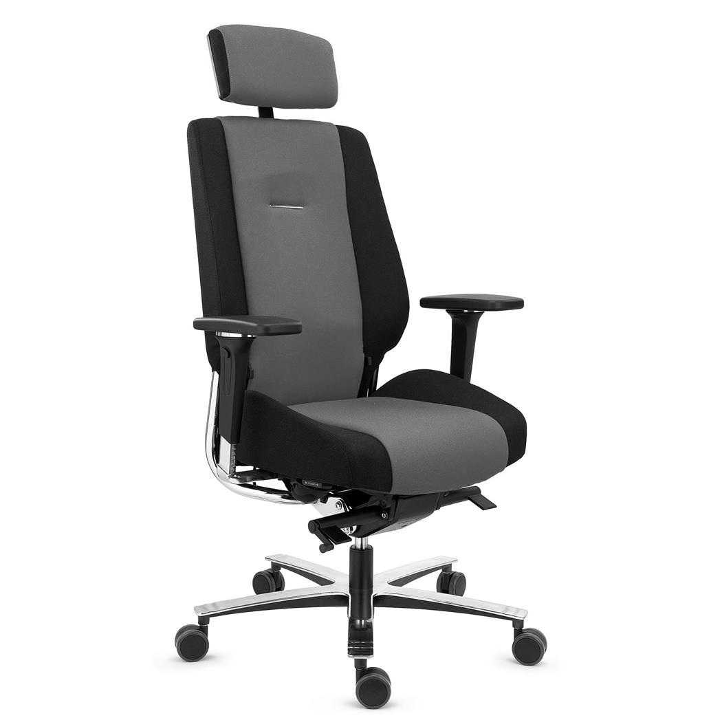 Chaise Ergonomique KRATOS, Utilisation Intensive 24 heures, Grand Confort, En Tissu, Gris