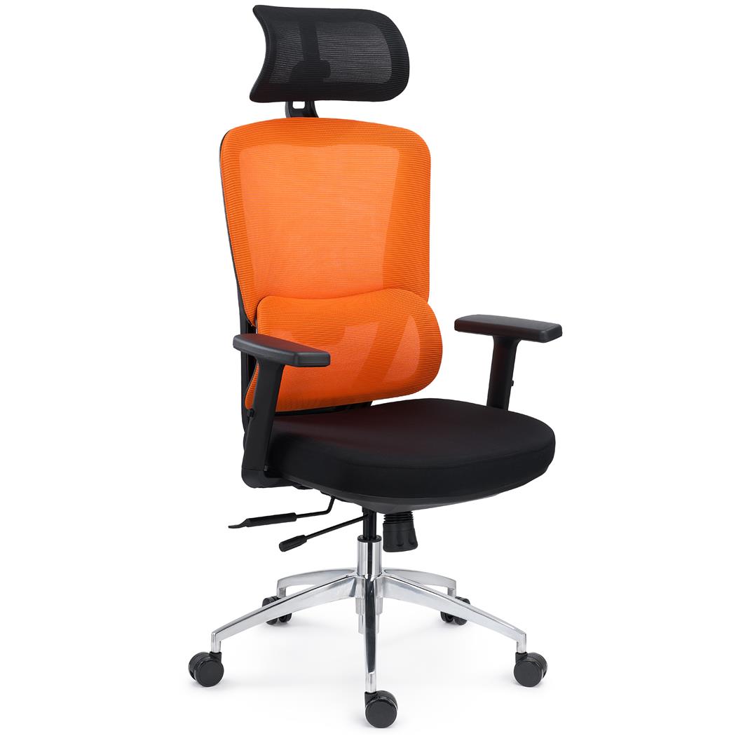Chaise ergonomique SUPRA MAX, Réglages Avancés, Utilisation Intensive, Tissu et Maille Respirable, Orange