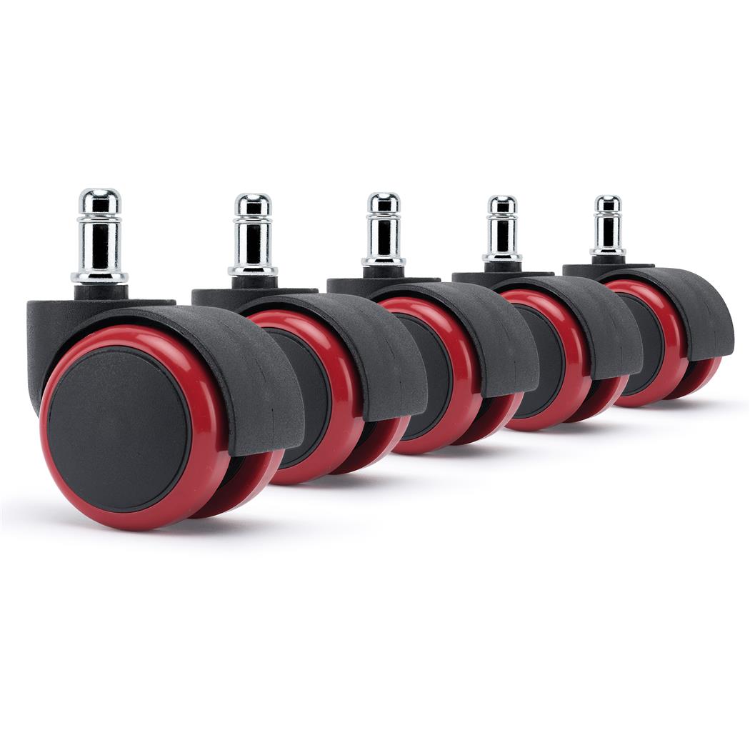 5x Roulettes H5 11x60mm, pour Sols Durs, Résistantes et Stables, Rouge