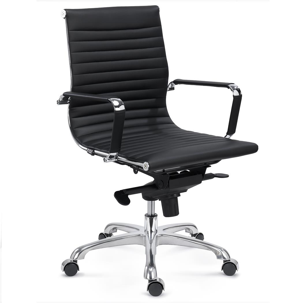 Chaise de Bureau DORIS, Dossier de Taille Intermédiaire, Structure Métallique Chromée, Noir