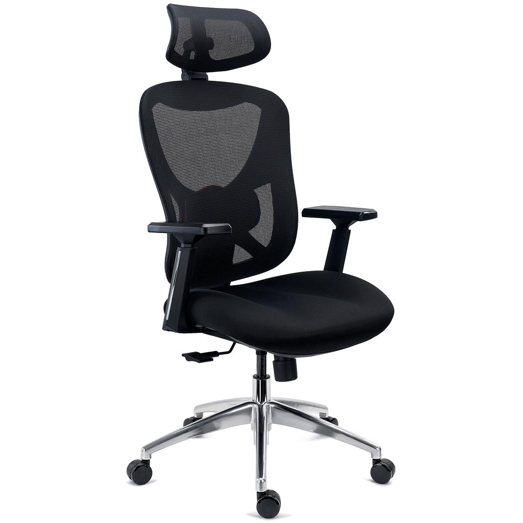 DEMO# Chaise Ergonomique URUS, Dossier Réglable en Hauteur, Mousse Injectée, Utilisation Intensive, Noir