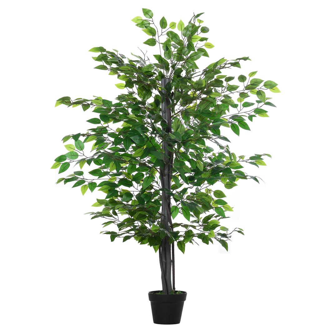 Plante de Bureau BLOOMY, Hauteur 145cm, Ficus Artificiel avec Pot Inclus