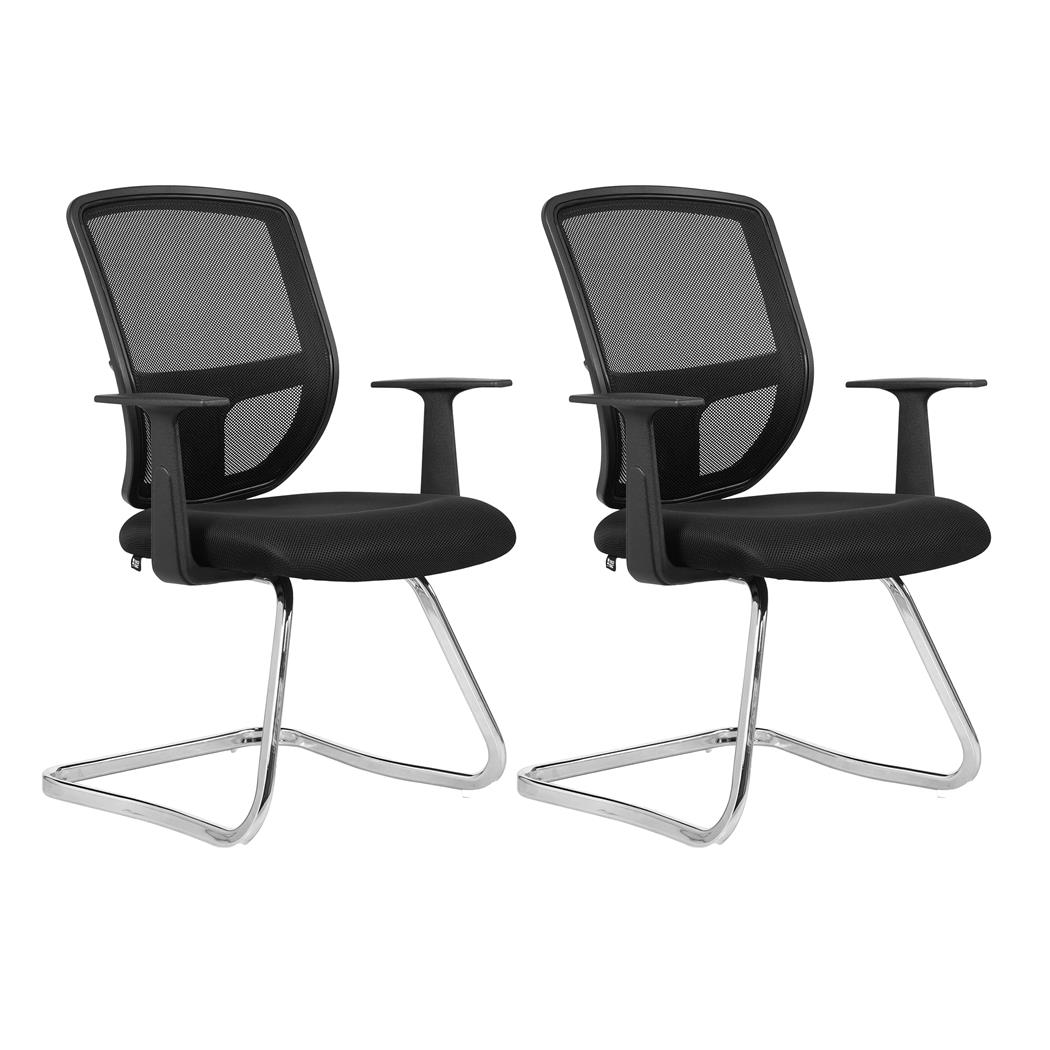 Lot de 2 Chaises Visiteur Ergonomique DINAMIC V, Accoudoirs, Piétement Métallique, Noir