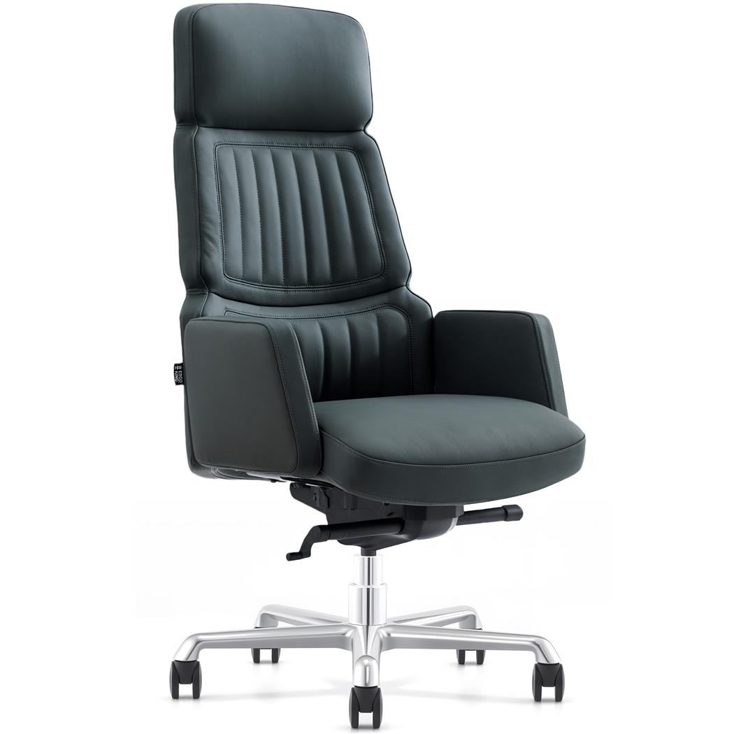 Fauteuil De Bureau TOTEM, Design Exclusif et Haute Qualité, Revêtement en Cuir Authentique, Vert