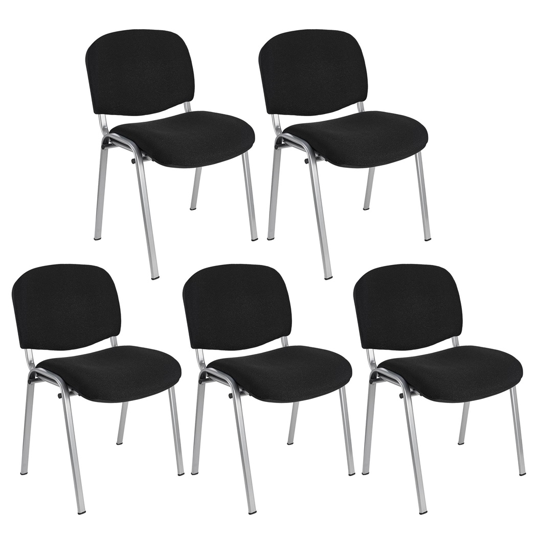 Lot de 5 chaises visiteur MOBY BASE, Commode et Pratique, Prix Incroyable, Noir et Piétement Gris