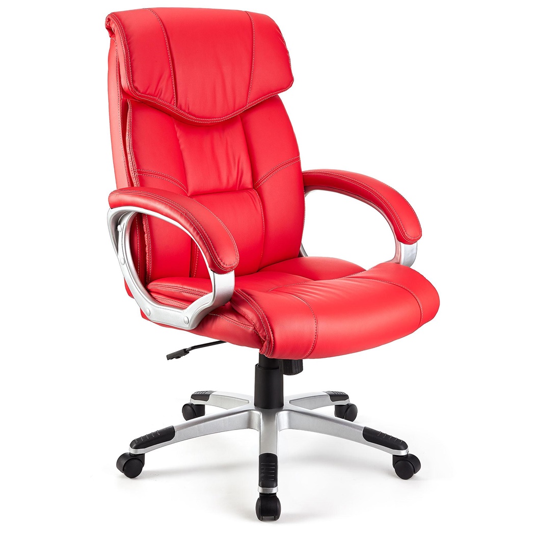 Fauteuil de bureau SANTIAGO BASE, Grand rembourrage, Mécanisme Basculant, Utilisation quotidienne 8h, Rouge