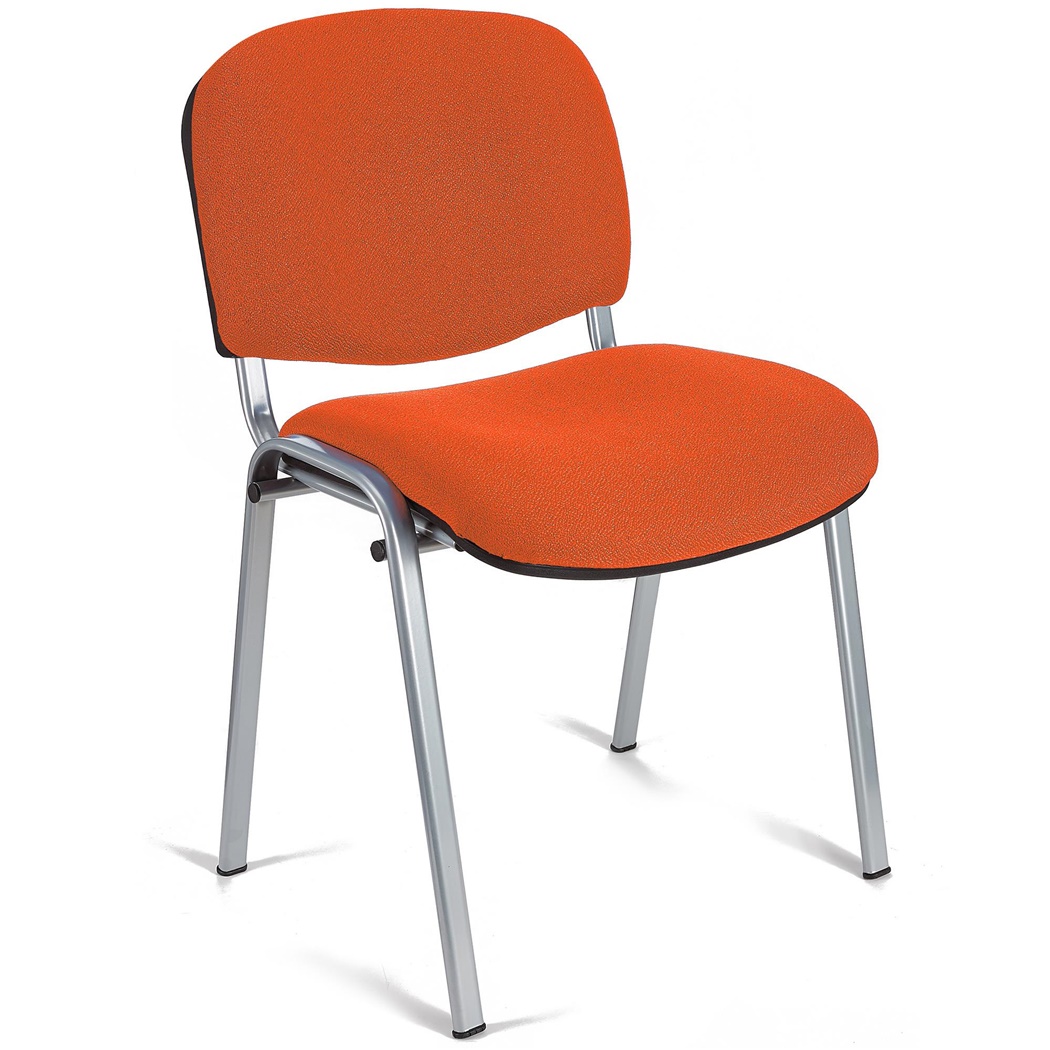 Chaise visiteur MOBY BASE, Commode et Pratique, Prix Incroyable, Orange et Piétement Gris