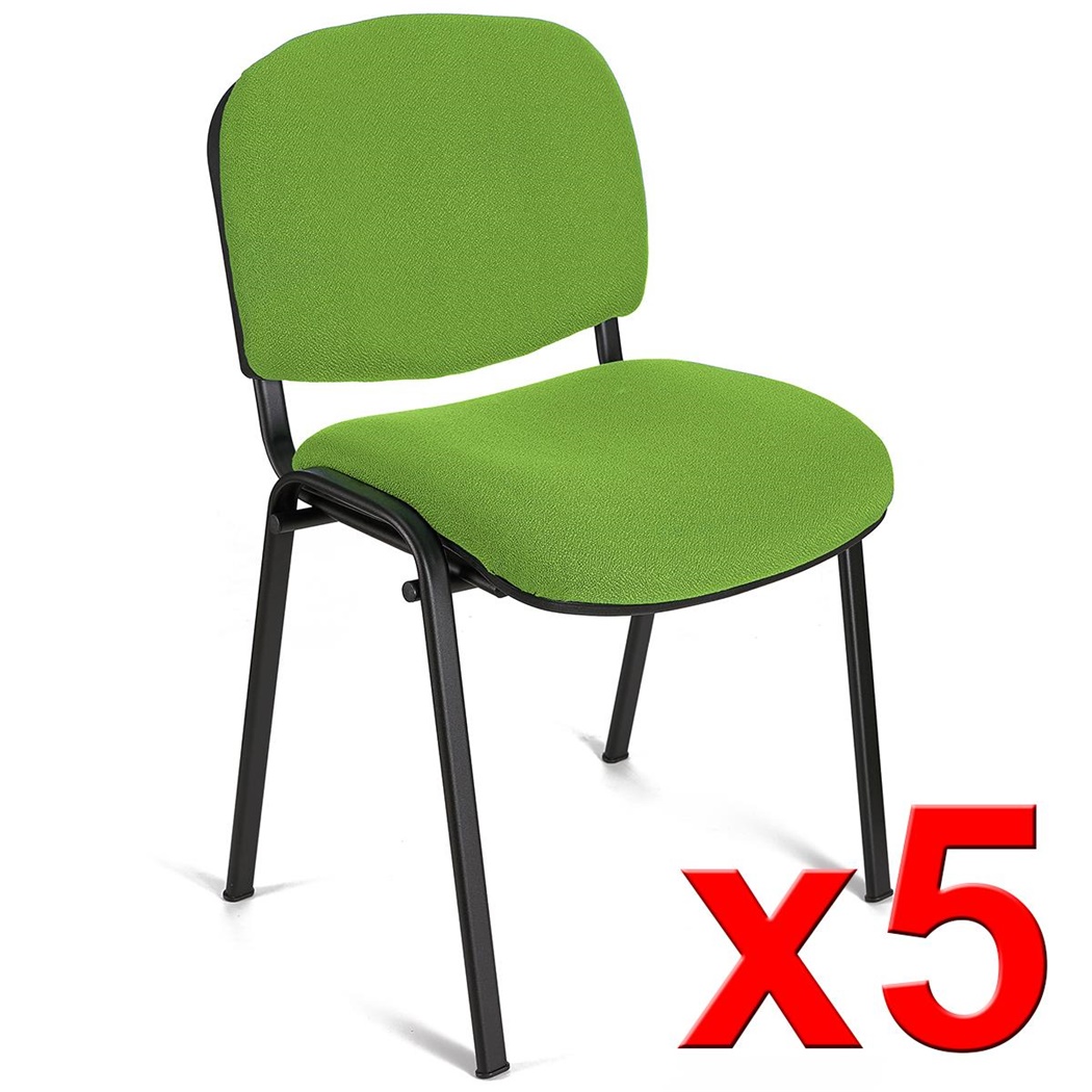 Lot de 5 chaises visiteur MOBY BASE, Commode et Pratique, Prix Incroyable, Vert et Piétement Noir