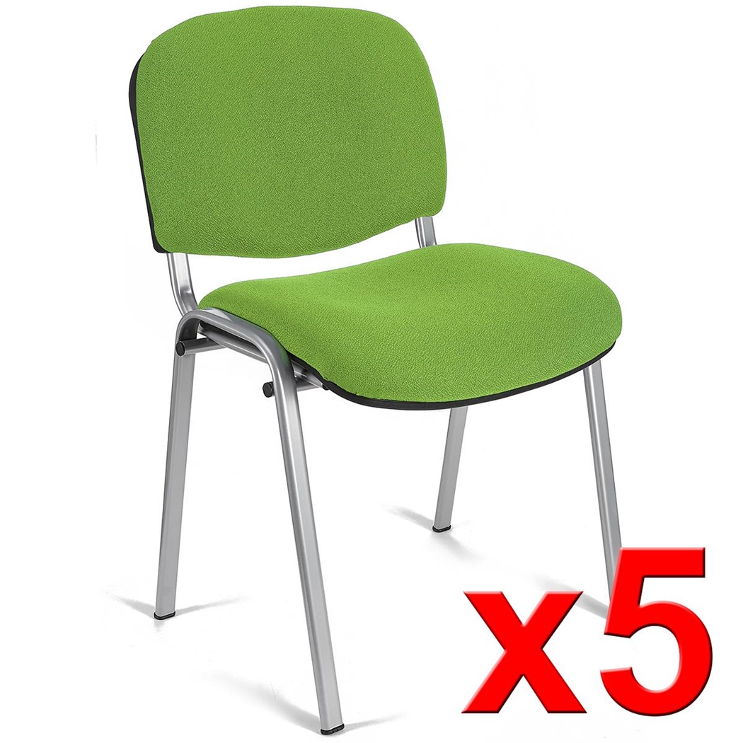 Lot de 5 chaises visiteur MOBY BASE, Commode et Pratique, Prix Incroyable, Vert et Piétement Gris