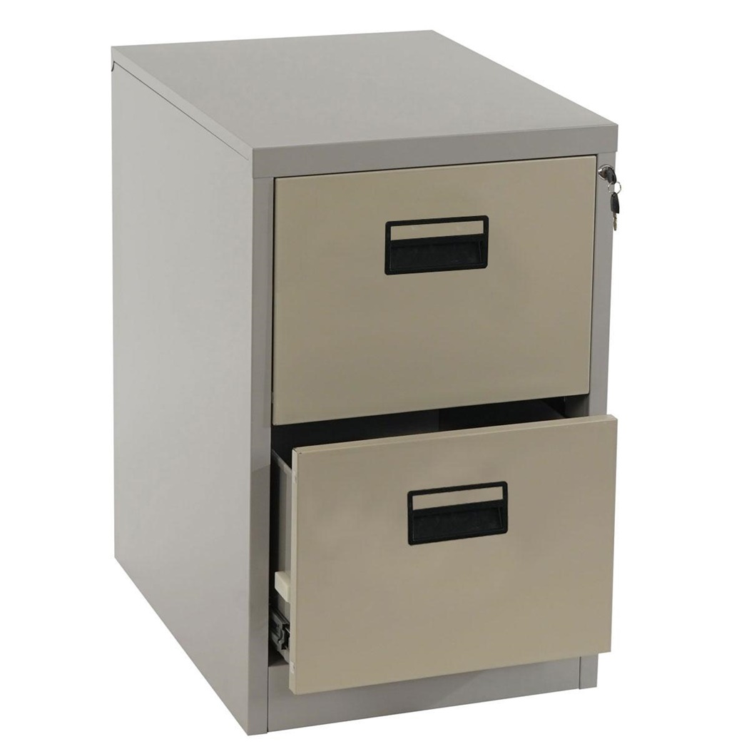 Meuble Classeur EDWIN 2 TIROIRS, 73x46x62cm, Très Robuste, en Métal, Beige