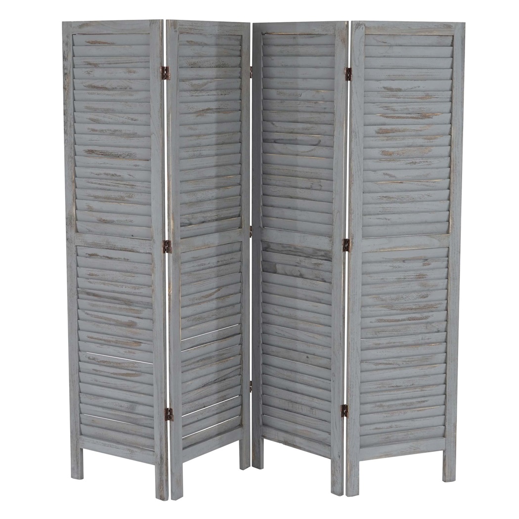 Paravent en Bois LEO, Design Vintage Sublime, 170x182x2cm, Color Gris