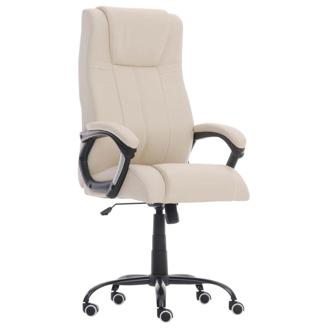 Fauteuil de Bureau CONDOR, Rembourrage Épais, Résistance 150kg, Cuir, Crème