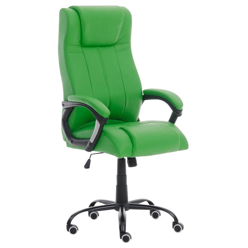 Fauteuil de Bureau CONDOR, Rembourrage Épais, Résistance 150kg, Cuir, Vert