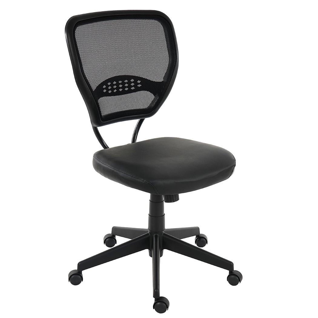 Chaise de bureau XXL (jusqu'à 150kg) TENOYA BASE  sans Accoudoirs, Dossier en maille, Noir