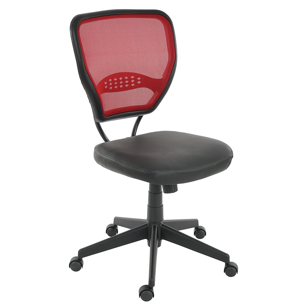 Chaise de bureau XXL (jusqu'à 150kg) TENOYA BASE  sans Accoudoirs, Dossier en maille, Rouge