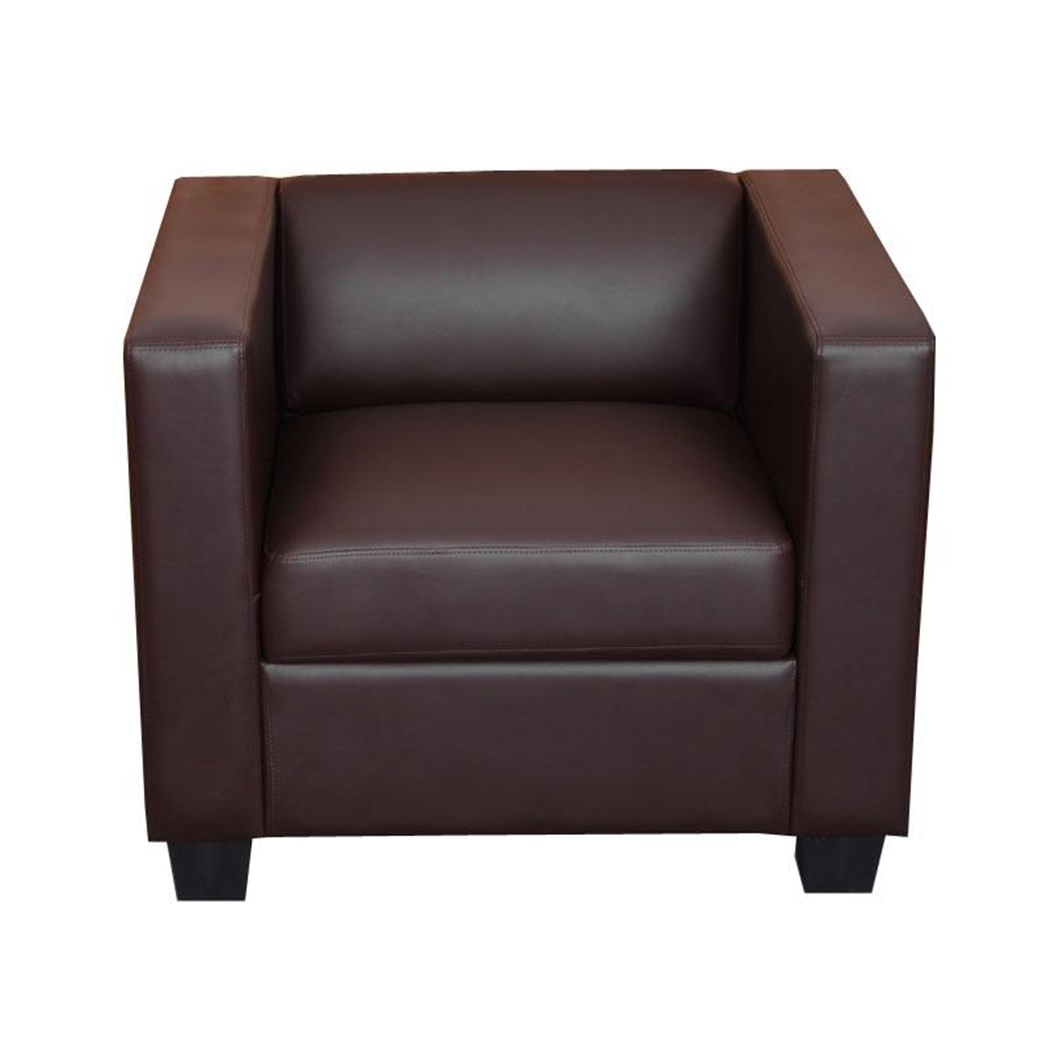 Fauteuil 1 place BASILE, Design Elégant, Grand Confort, en Cuir, Café