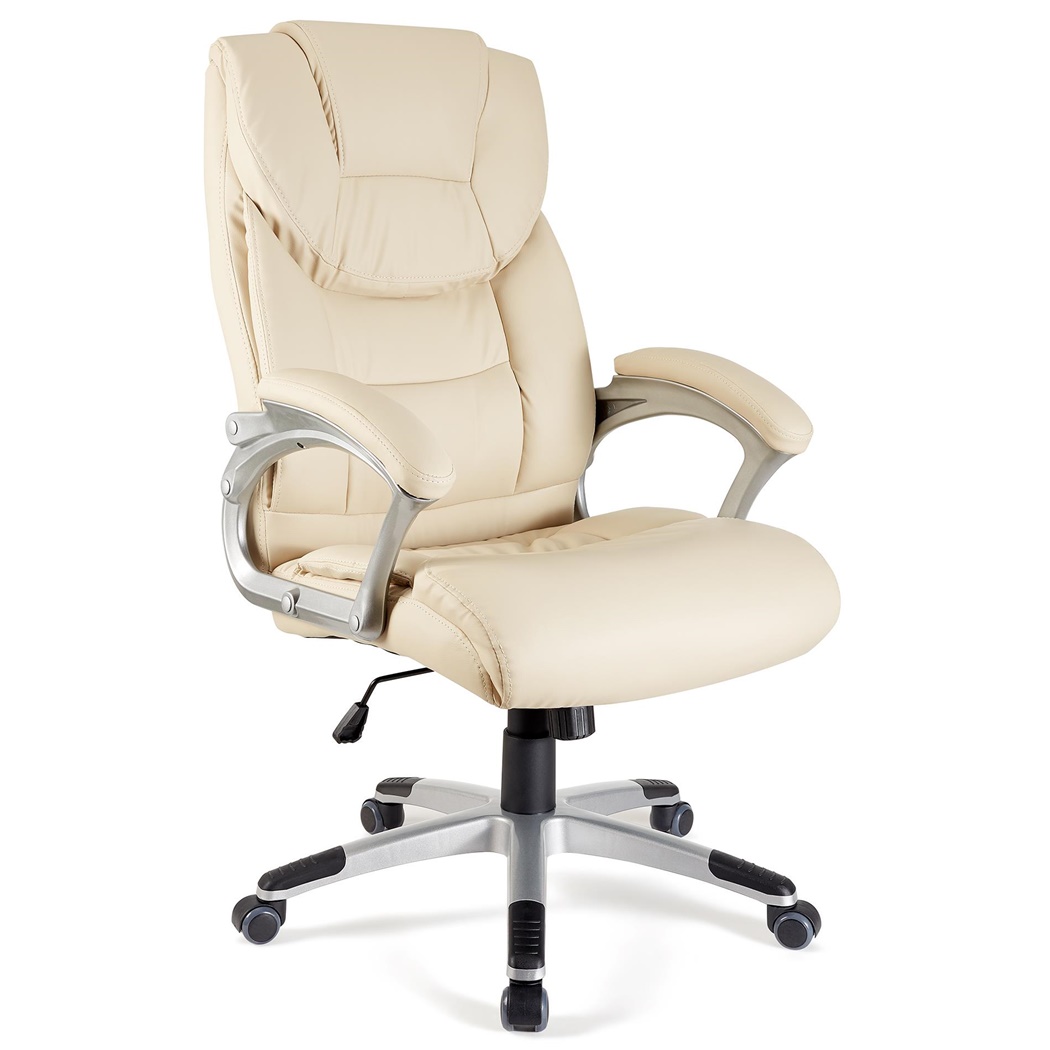 Fauteuil de bureau BALTIMORE, grand rembourrage, très résistant, revêtement cuir, crème