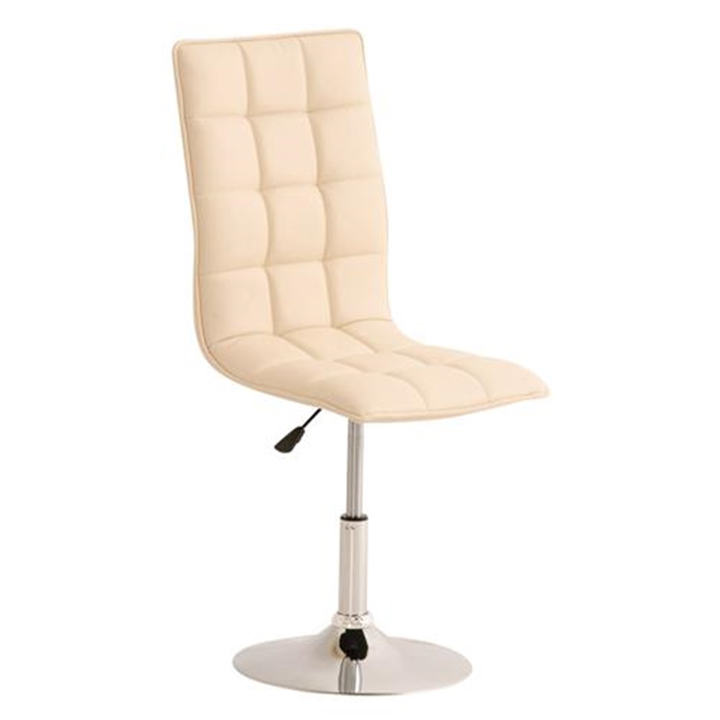 Chaise visiteur BULGARI, ajustable en hauteur, piétement fixe en métal, Revêtement en Cuir, Crème