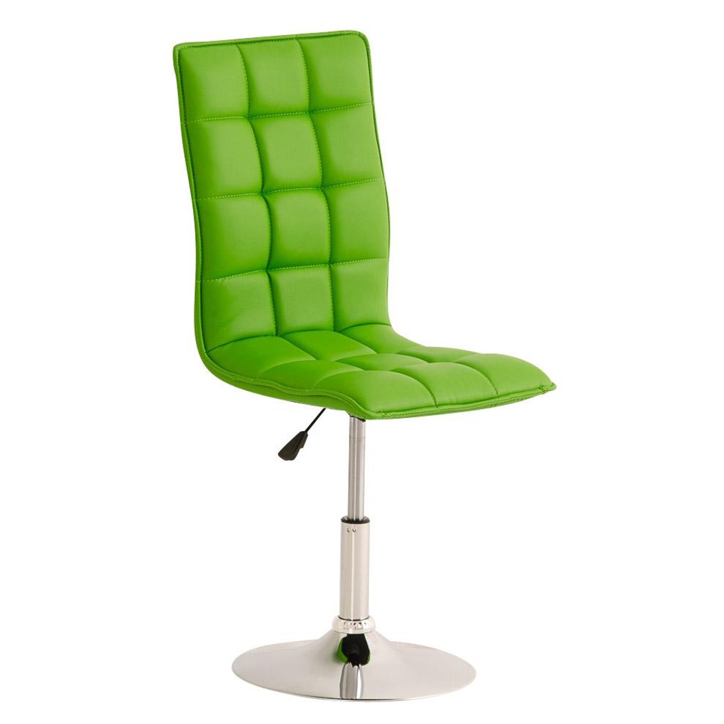 Chaise visiteur BULGARI, ajustable en hauteur, piétement fixe en métal, Revêtement en Cuir, Vert