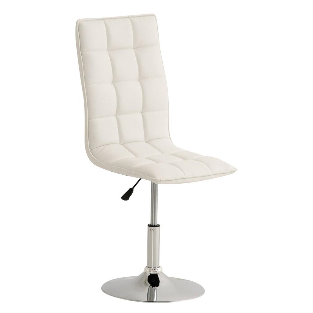 Chaise visiteur BULGARI, ajustable en hauteur, piétement fixe en métal, Revêtement en Cuir, Blanc