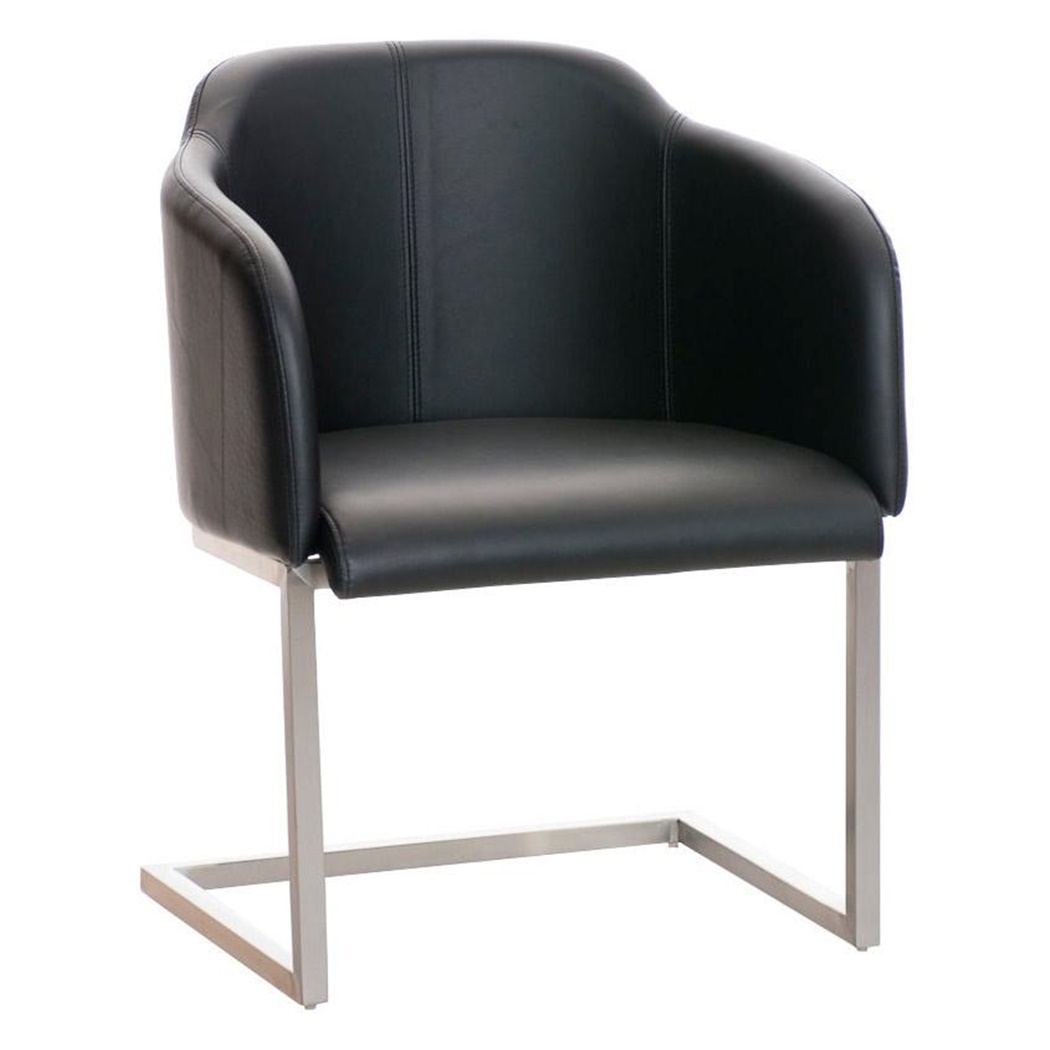 Fauteuil design TOKIO Cuir, Structure en Acier, assise rembourrée commode, Cuir, noir