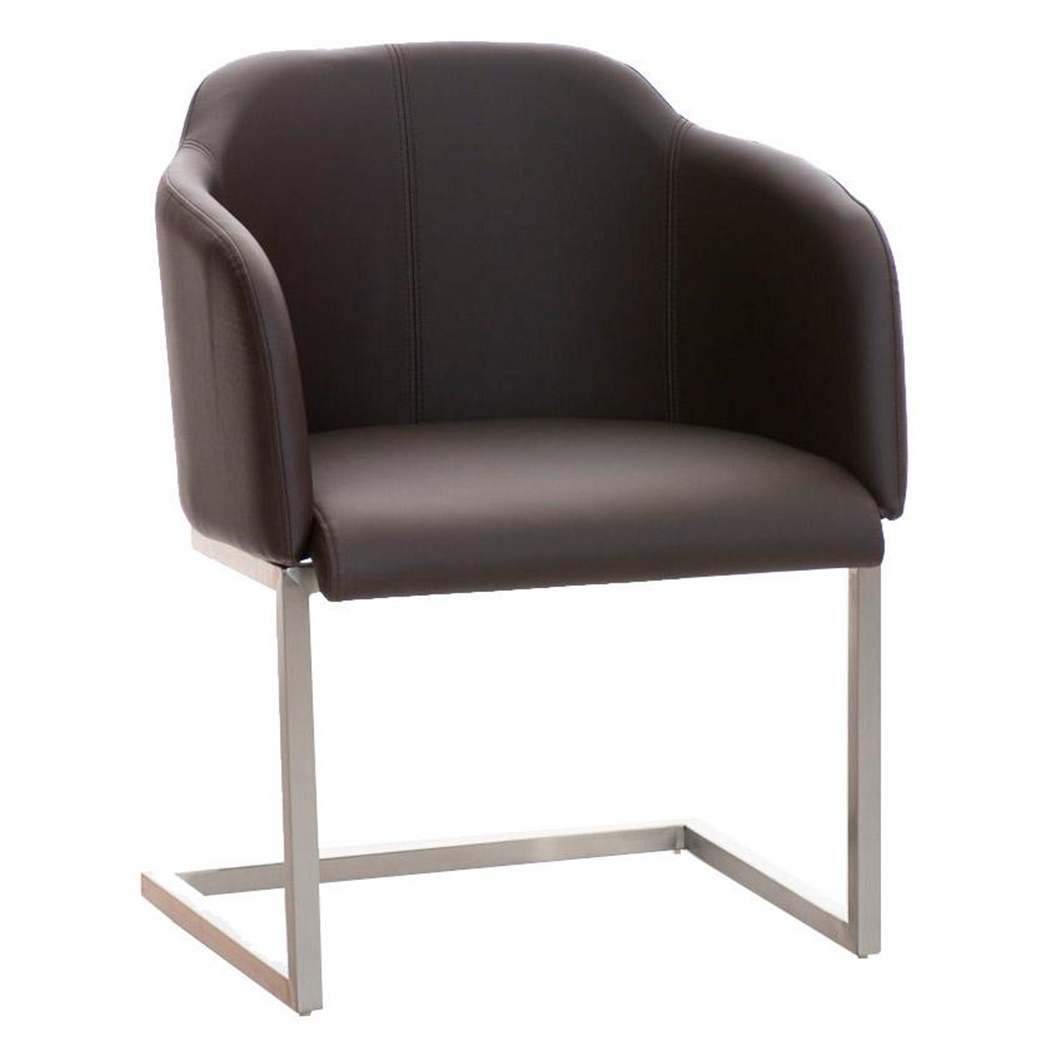 Fauteuil design TOKIO Cuir, Structure en Acier, assise rembourrée commode, Cuir, Marron