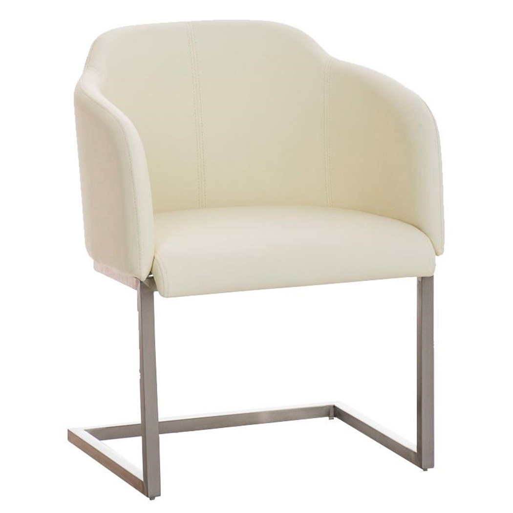 Fauteuil design TOKIO Cuir, Structure en Acier, assise rembourrée commode, Cuir, Crème