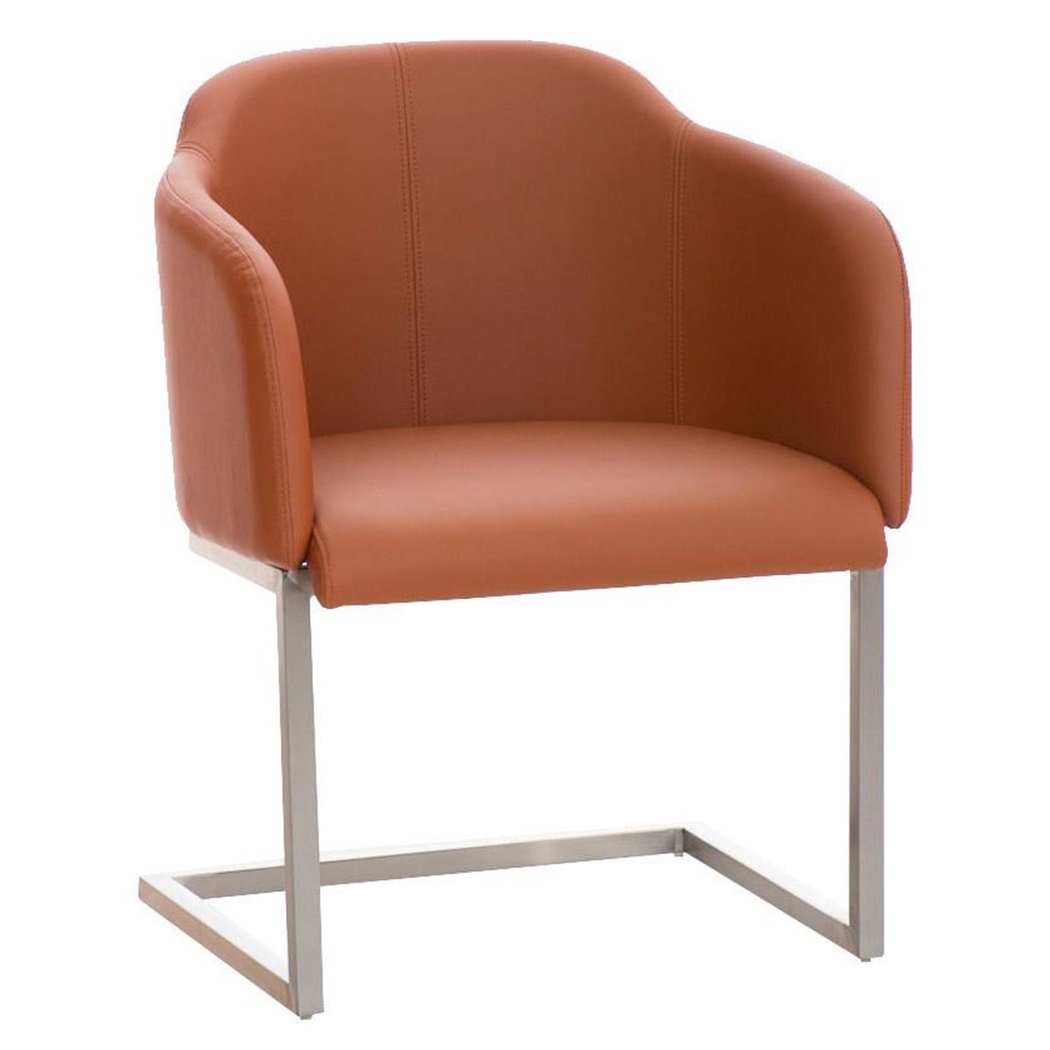 Fauteuil design TOKIO Cuir, Structure en Acier, assise rembourrée commode, Cuir, Marron clair