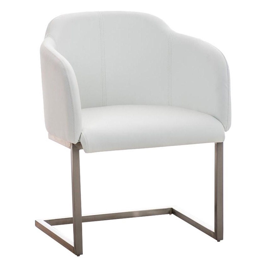 Fauteuil design TOKIO Cuir, Structure en Acier, assise rembourrée commode, Cuir, Blanc