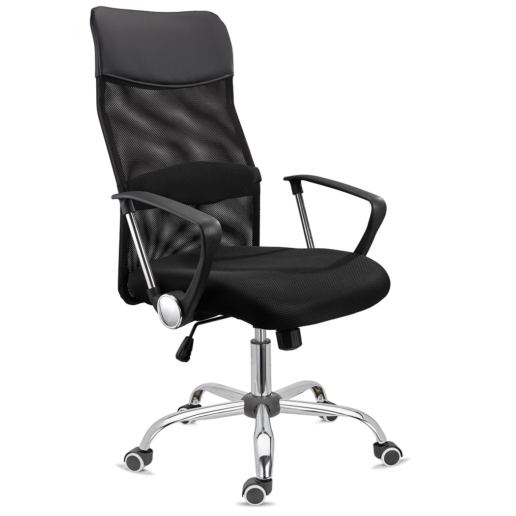 Chaise de bureau ASPEN, Maille Respirable et cuir, assise rembourrée, Prix incroyable, Noir