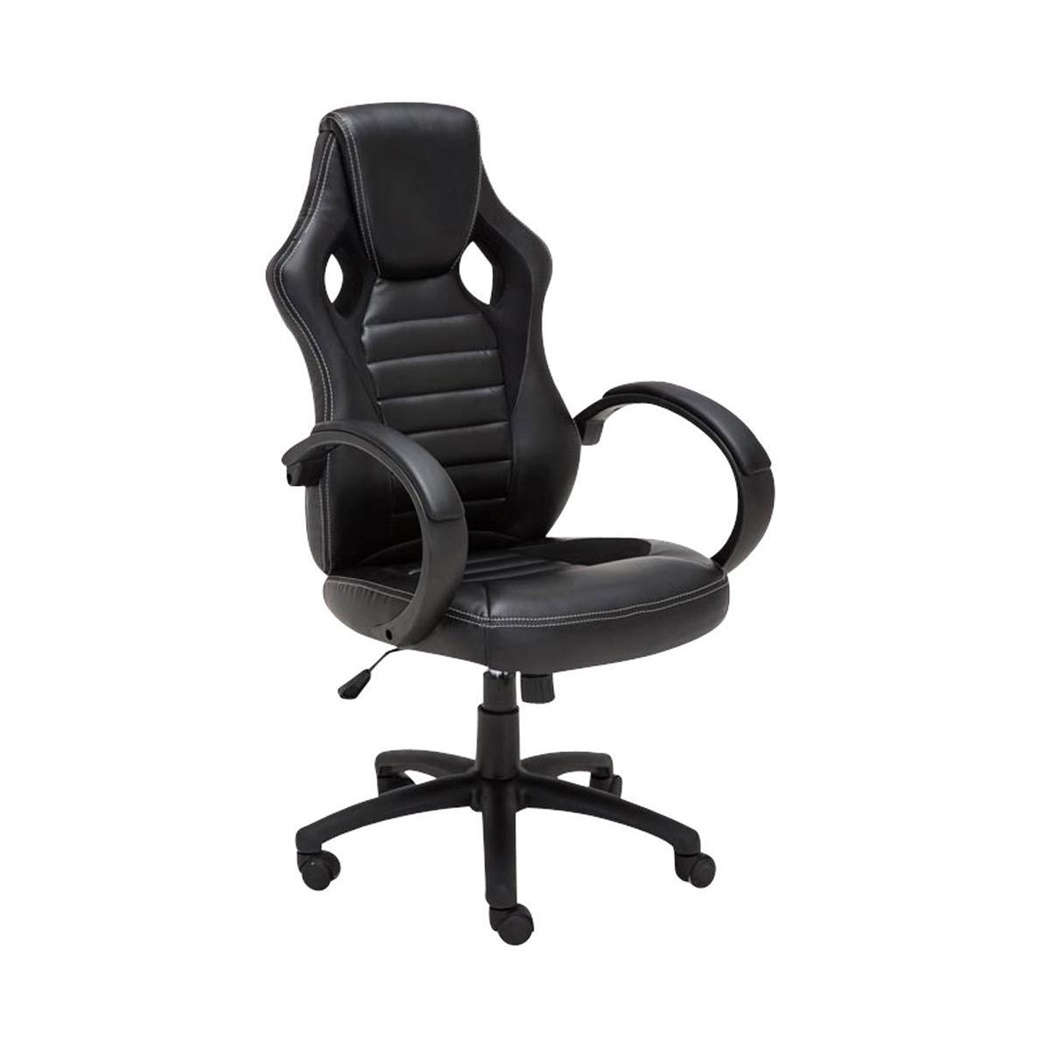 Fauteuil Gamer ASCARI, Design Sportif et Grand Confort, Cuir et Tissu, Noir