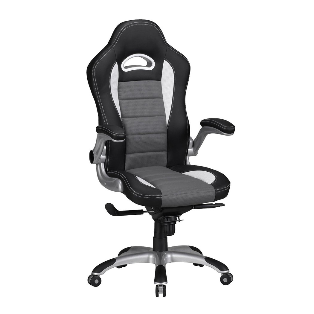 Chaise d'ordinateur NORIS avec un Design Gamer sublime, Revêtement en Cuir, Utilisation Professionnelle 8h, Noir