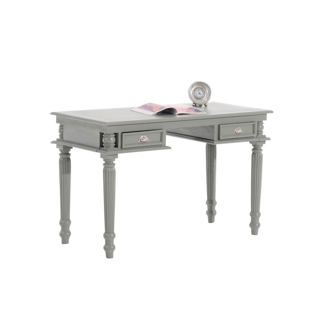 Bureau sublime LUCAS, Style Classique, Dimensions 130x82,5x60cm, en Bois, Gris Foncé