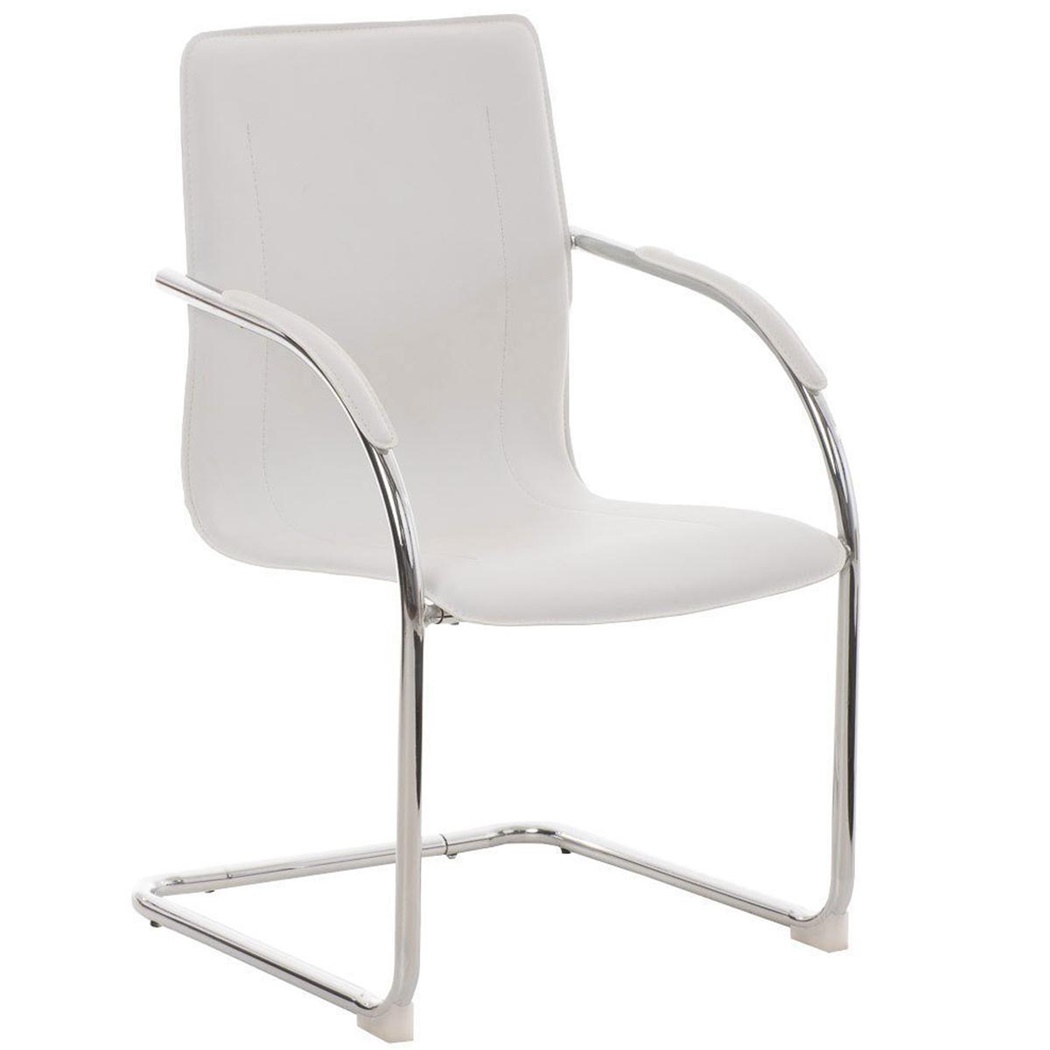 Chaise Visiteur FLAP, Structure Métallique, Design élégant et moderne, Cuir, Blanc