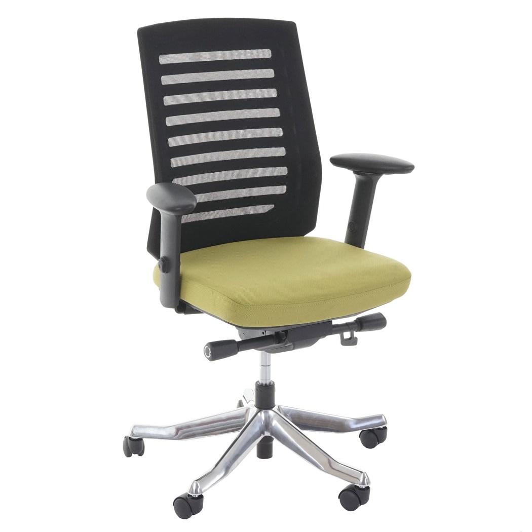 Chaise de bureau LENA, Dossier Ergonomique, Piétement en Aluminium, En Tissu et Maille, Vert